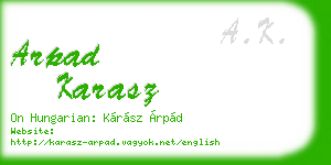 arpad karasz business card